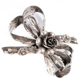 Hobe Double Bow Brooch Sterling Silver vintage - Rhinestone Rosie