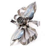 Hobé Flower Bow Leaf Brooch Sterling Silver vintage - Rhinestone Rosie