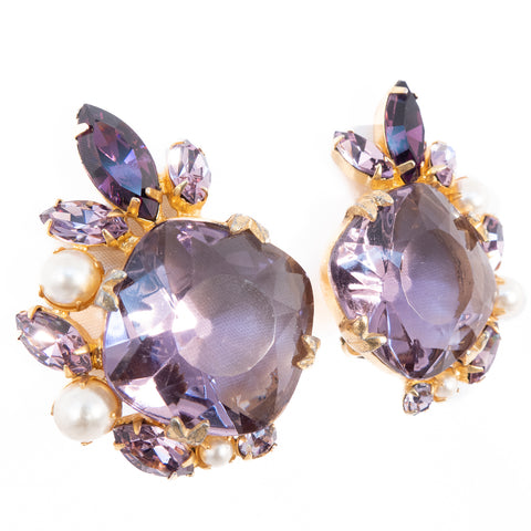 Hobè Purple and Pearl Earrings