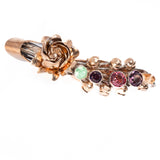 Green, Purple, Pink Flower Brooch Sterling Silver and Gold Filled by Hobé vintage - Rhinestone Rosie