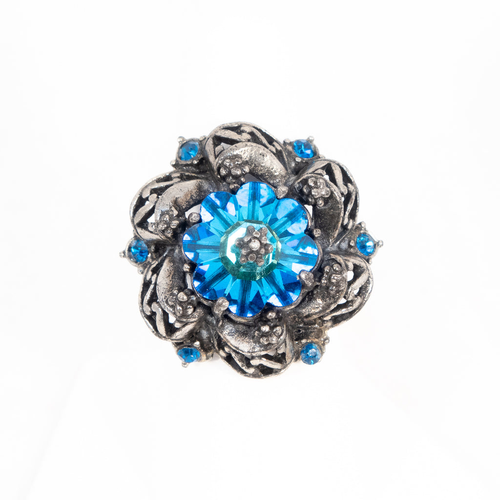 Hollycraft Flower Ring 1952 vintage - Rhinestone Rosie