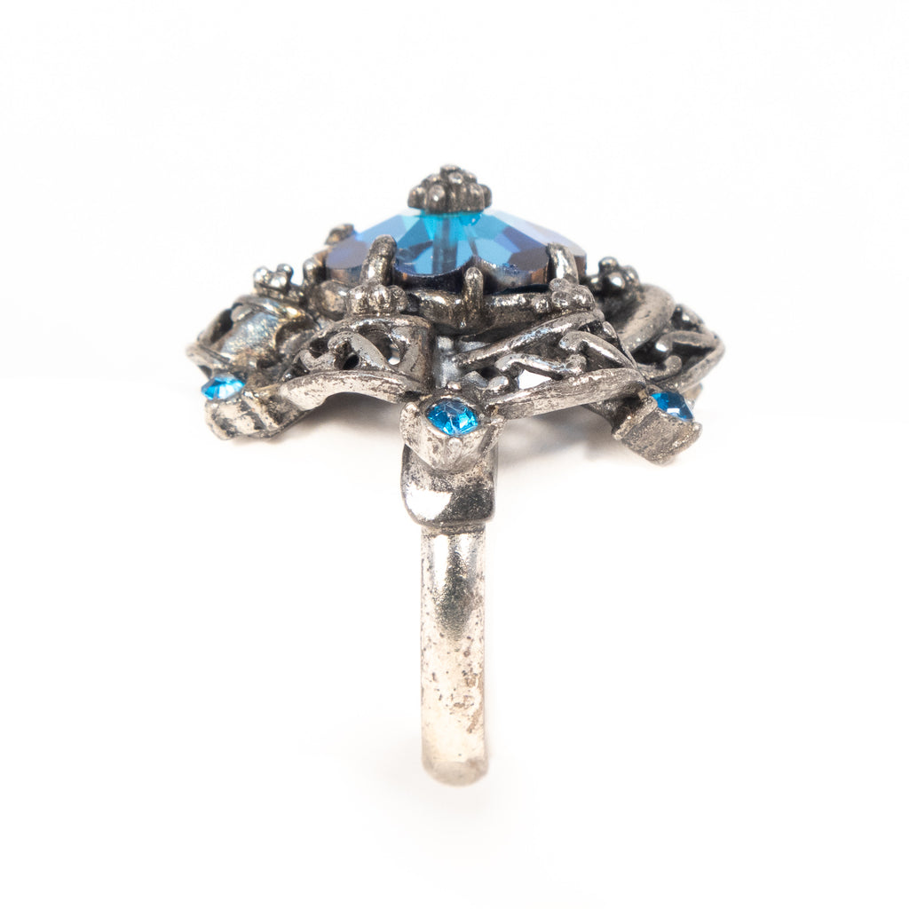 指輪・リング [VINTAGE HOLLYWOOD] Tropical Flower Ring Tropical Hibiscus Flowers Art Deco Wide Wedding Band in Rose