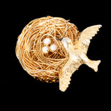 Jeanne Bird Nest Brooch vintage - Rhinestone Rosie