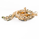 Juliana Green Dangle Intaglio Flower Brooch and Earrings Set vintage - Rhinestone Rosie
