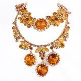 Juliana Orange Aurora Borealis Necklace Bracelet Set vintage - Rhinestone Rosie