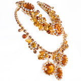Juliana Orange Aurora Borealis Necklace Bracelet Set vintage - Rhinestone Rosie