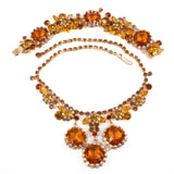 Juliana Orange Aurora Borealis Necklace Bracelet Set vintage - Rhinestone Rosie