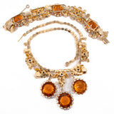 Juliana Orange Aurora Borealis Necklace Bracelet Set vintage - Rhinestone Rosie