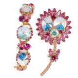 Juliana Pink Rivoli Flower Brooch and Bracelet Set vintage - Rhinestone Rosie
