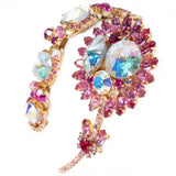 Juliana Pink Rivoli Flower Brooch and Bracelet Set vintage - Rhinestone Rosie