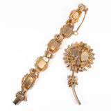 Juliana Pink Rivoli Flower Brooch and Bracelet Set vintage - Rhinestone Rosie