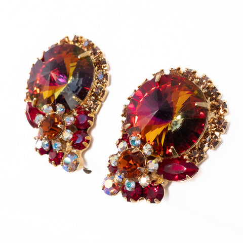 Juliana Red/Brown Rivoli Earrings