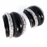 KJL Black Lucite and Rhinestone Earrings vintage - Rhinestone Rosie