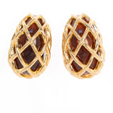 KJL Amber Lucite Netted Earrings vintage - Rhinestone Rosie