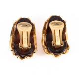 KJL Amber Lucite Netted Earrings vintage - Rhinestone Rosie