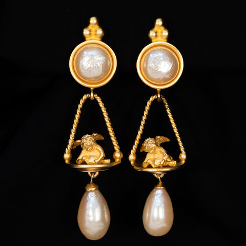 Karl Lagerfeld Pearl Angel Earrings