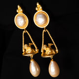 Karl Lagerfeld Baroque Pearl Angel Earrings vintage - Rhinestone Rosie