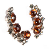 Karu Arke Inc Brown and Grey Rhinestone Earrings vintage - Rhinestone Rosie