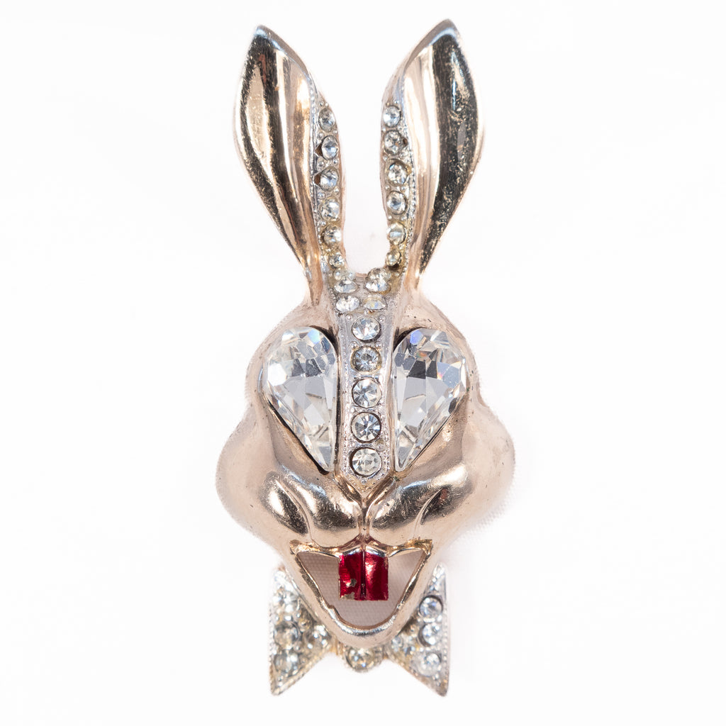 Karu Fifth Avenue Rabbit Brooch vintage - Rhinestone Rosie