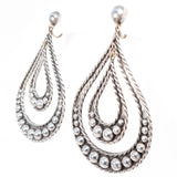 Mexican Sterling Silver Double Dangle Earrings Taxco RHC large vintage - Rhinestone Rosie