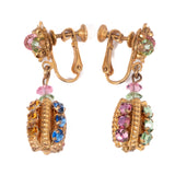 Miriam Haskell Multi Pastel Dangle Earrings vintage - Rhinestone Rosie