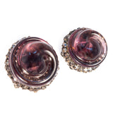 Miriam Haskell Purple Glass Swirl Earrings vintage - Rhinestone Rosie