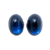 Monet Blue Glass Cabochon Sterling Silver Earrings vintage - Rhinestone Rosie