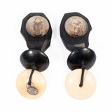 Monies Gerda Lynggaard Wood Earrings vintage - Rhinestone Rosie