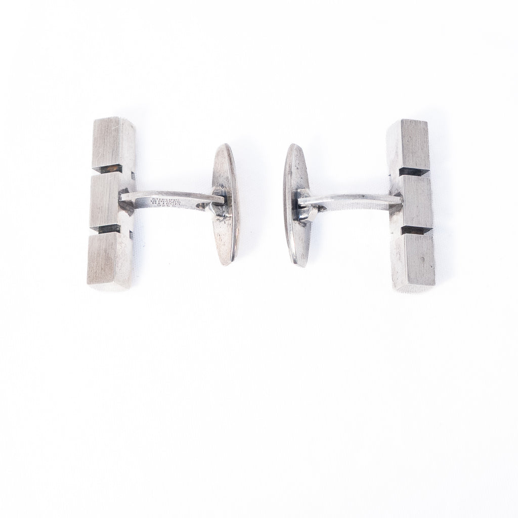 Sterling Silver Bar Cuff Links by N E From vintage - Rhinestone Rosie