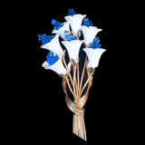 White and Blue Flower Brooch by Napier vintage - Rhinestone Rosie