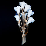White and Blue Flower Brooch by Napier vintage - Rhinestone Rosie