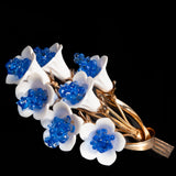 White and Blue Flower Brooch by Napier vintage - Rhinestone Rosie