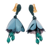 Oscar de la Renta Green Mini Impatiens Earrings - Rhinestone Rosie