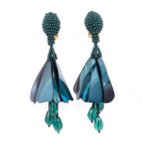 Mini Impatiens Flower Earrings by Oscar de la Renta