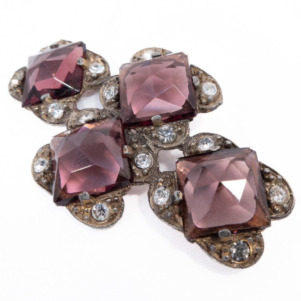 Purple Rhinestone Brooch by Paul Sargent vintage - Rhinestone Rosie