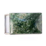 Green Agate Belt Buckle by Charles Pavlick Sterling - Rhinestone Rosie