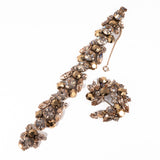 Regency Gold Brown Rhinestone Bracelet and Brooch Set vintage - Rhinestone Rosie