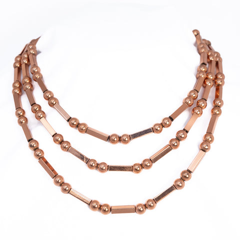 Renoir Copper Three Strand Bead Necklace