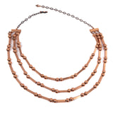 Renoir Copper Three Strand Bead Necklace vintage - Rhinestone Rosie