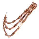Renoir Copper Three Strand Bead Necklace vintage - Rhinestone Rosie