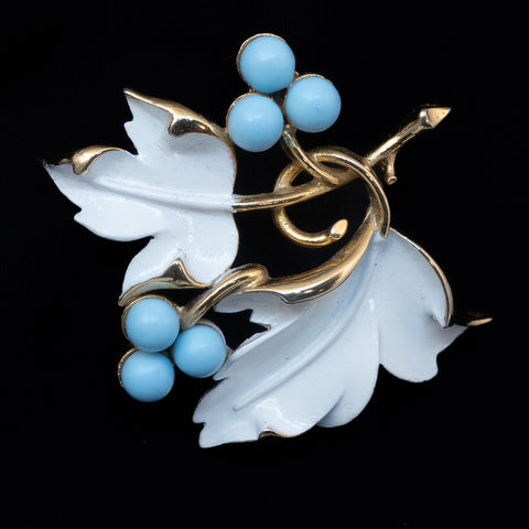 Sarah Coventry White Leaf Brooch