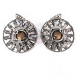 Schreiner? Blue Rhinestone Swirl Earrings vintage - Rhinestone Rosie
