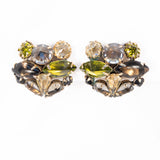 Schreiner of NY Green Grey Rhinestone Earrings vintage - Rhinestone Rosie