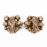 Schreiner of NY Green Grey Rhinestone Earrings vintage - Rhinestone Rosie
