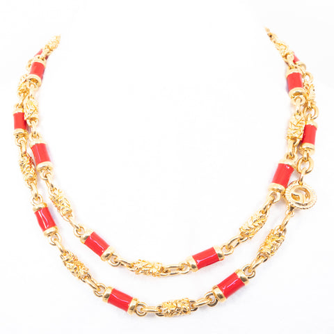 Red Enamel Link Necklace by St. John