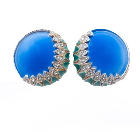 Trifari Blue Enamel Earrings