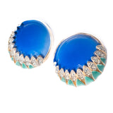 Trifari Blue Enamel and Rhinestone Earrings vintage - Rhinestone Rosie