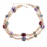 Trifari Cabochon Two Strand Necklace vintage - Rhinestone Rosie