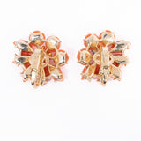 Trifari Faux Coral Flower Earrings vintage - Rhinestone Rosie