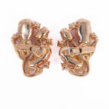 Trifari Pebble Beach Coral Earrings vintage - Rhinestone Rosie